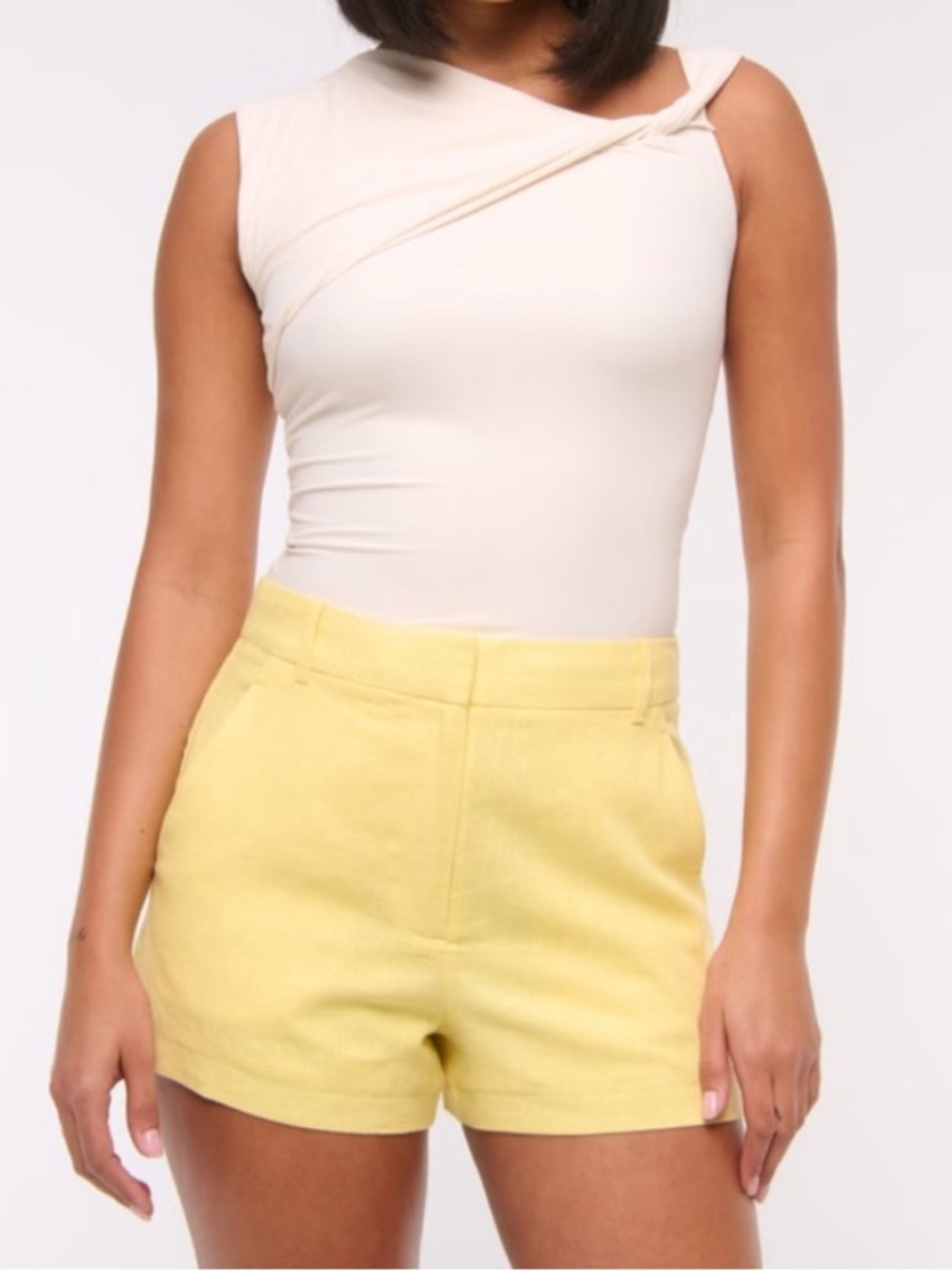 Abercrombie & Fitch Sloane Trouser High-Waist Linen Blend Shorts 27